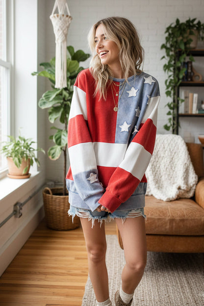 MIneral Washed American Flag Pullover
