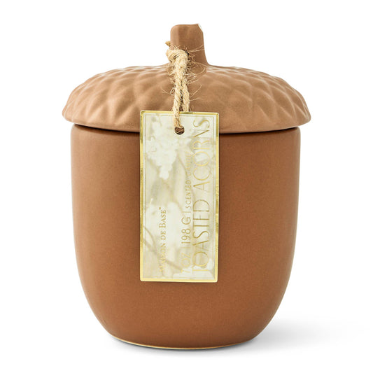 7oz Acorn Shaped Ceramic Candle with Lid - Dark Brown
