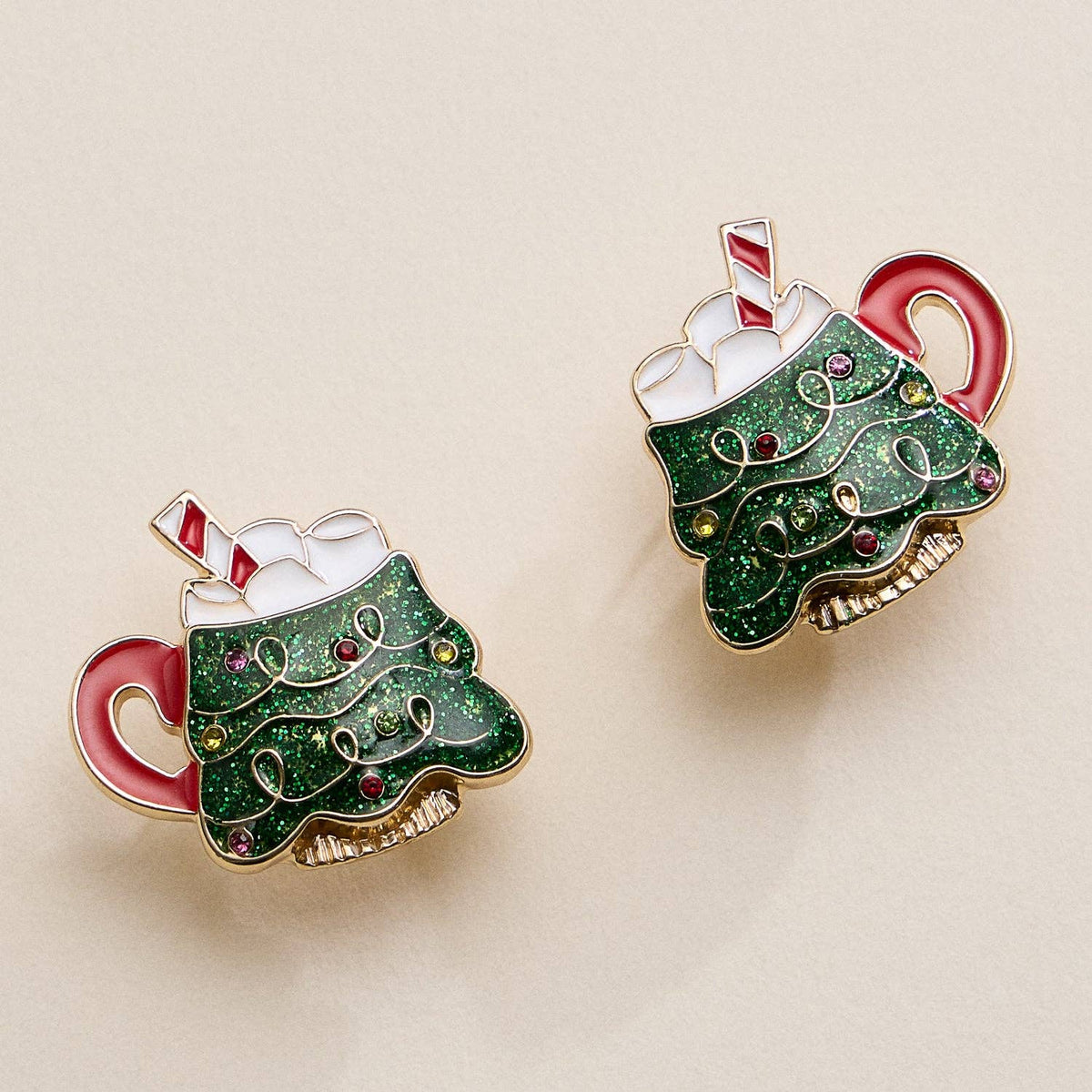 Enamel Christmas Tree Mug Stud Earrings: MT / ONE