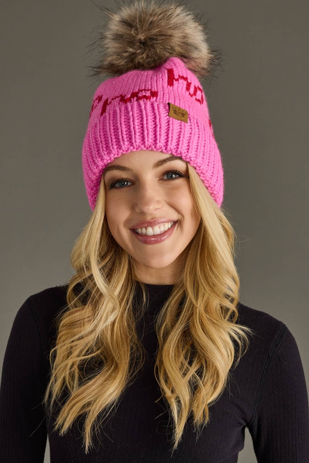 Pink & Red Ho Ho Ho Pom Hat