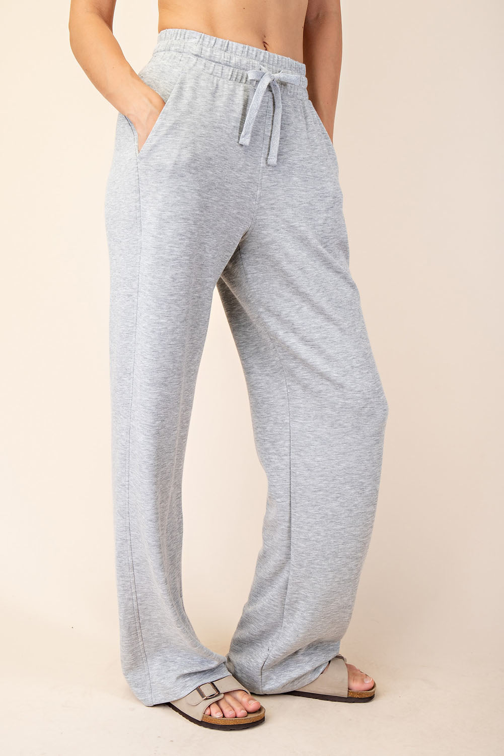 Rae Mode Modal Poly Span Straight Leg Lounge Pants - Heather Grey