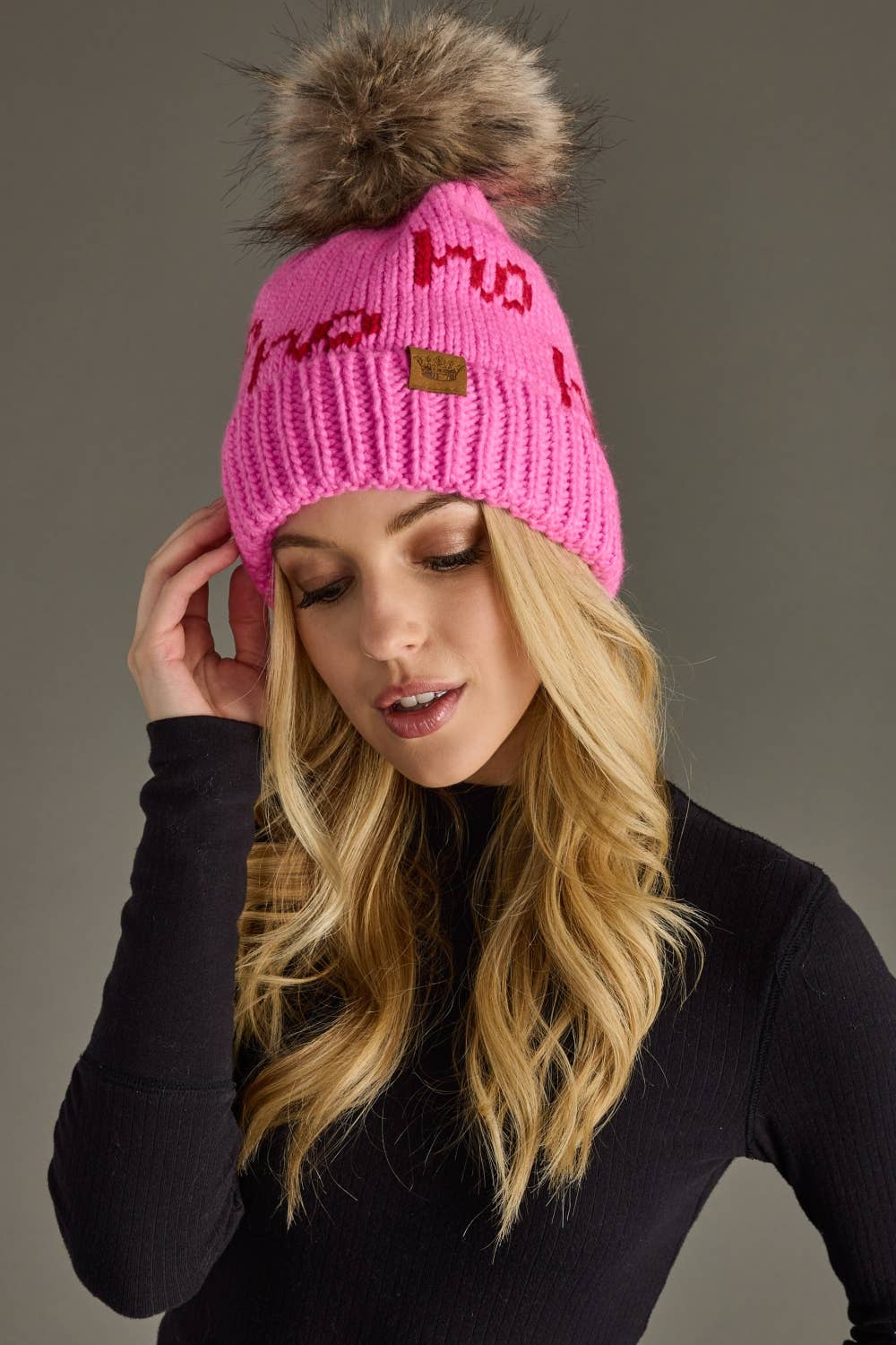 Pink & Red Ho Ho Ho Pom Hat