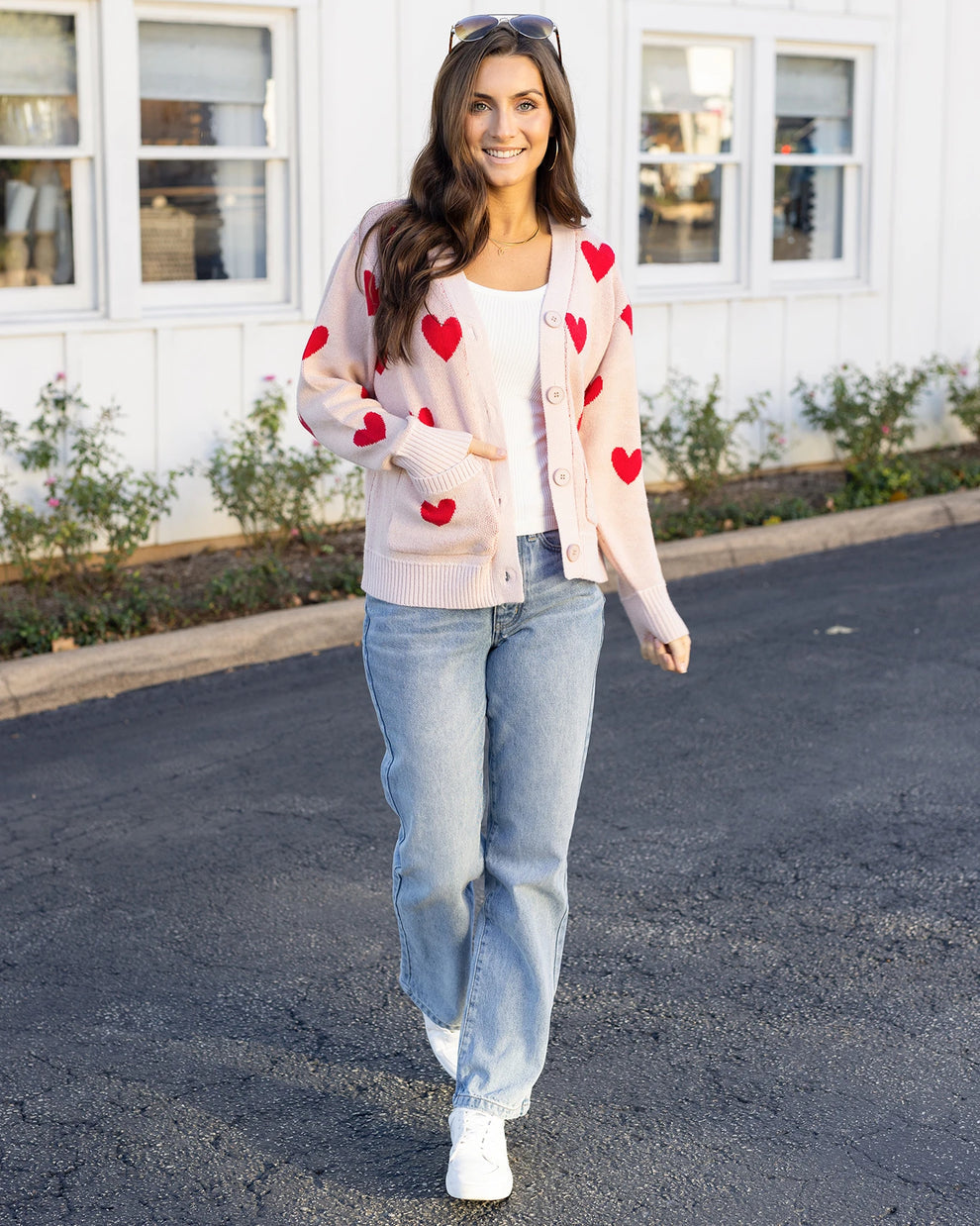 Grace & Lace Knit Heart Cardigan in Hearts