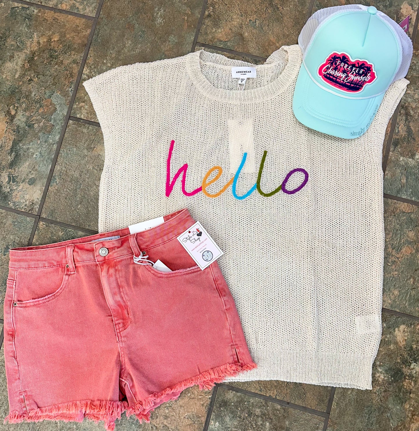 Hello Embroidered Summer Sweater