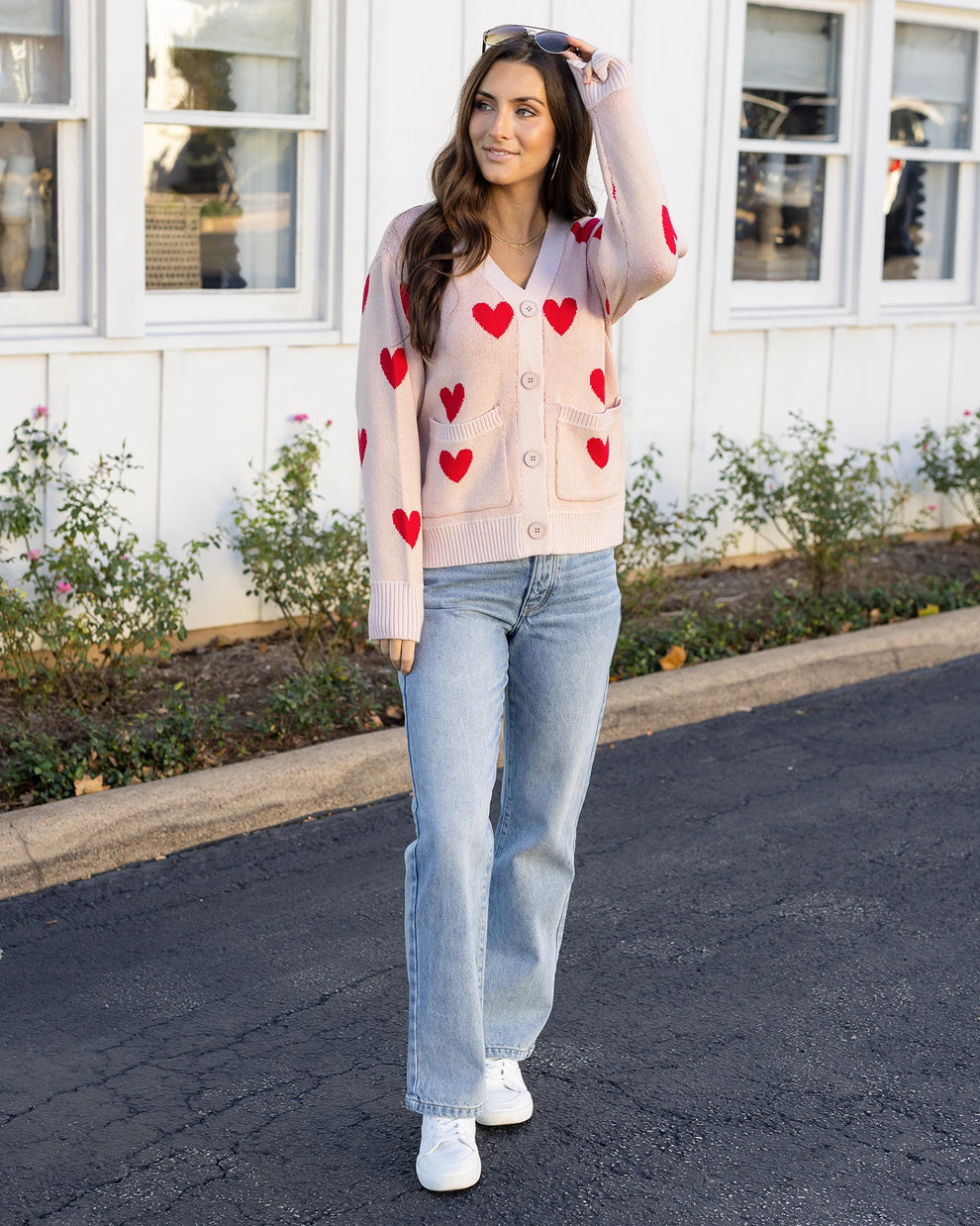 Grace & Lace Knit Heart Cardigan in Hearts