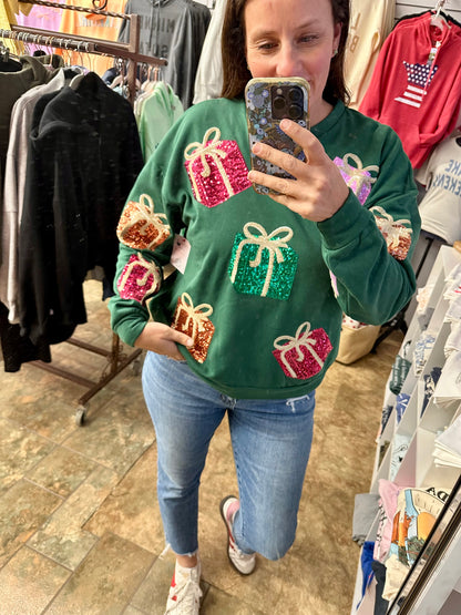 Sequin Christmas Gift Box Fleece
