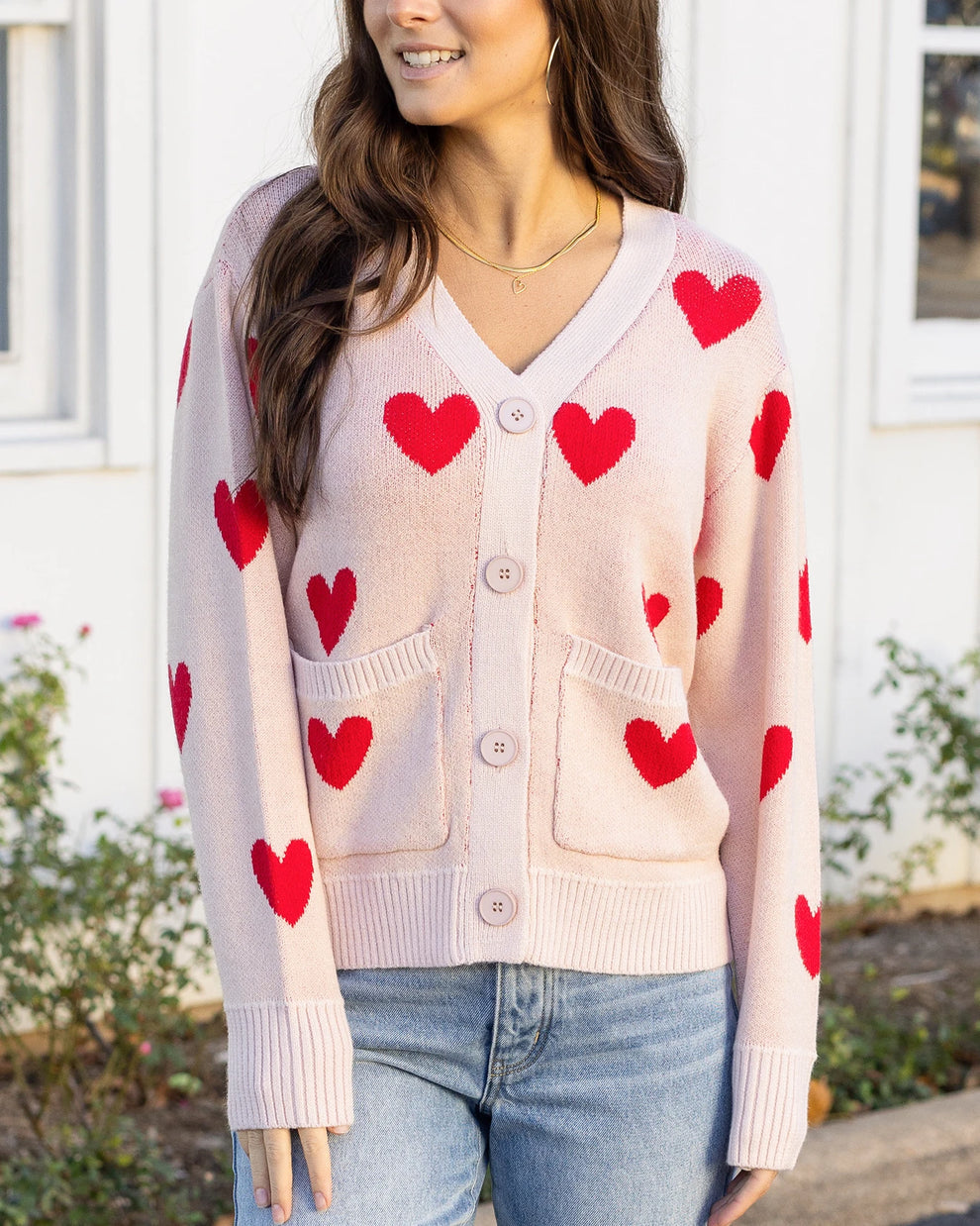 Grace & Lace Knit Heart Cardigan in Hearts