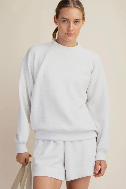 Rae Mode Modal Poly Spandex Scuba Mock Pullover -Light Heathered Gray