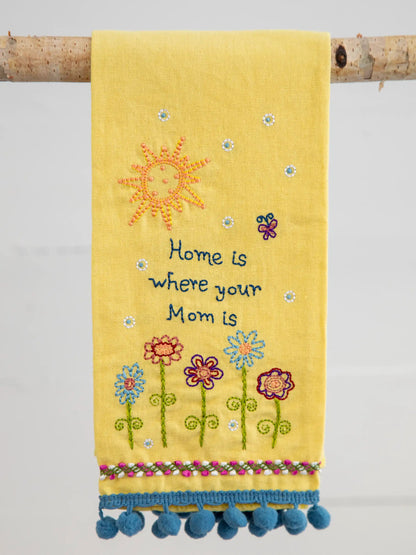 Linen Embroidered Hand Towel - Mom