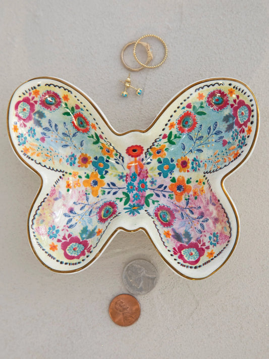Artsy Ceramic Trinket Dish - Butterfly