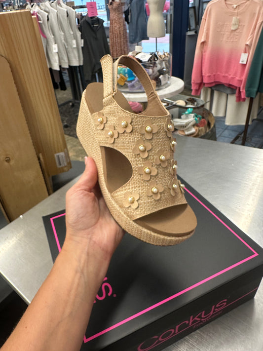Corky’s Raffia Flower Sandal