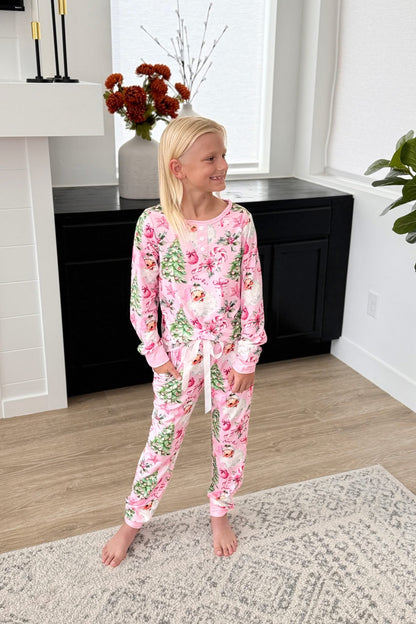 Shirley & Stone Pink Santa Pajamas - Youth