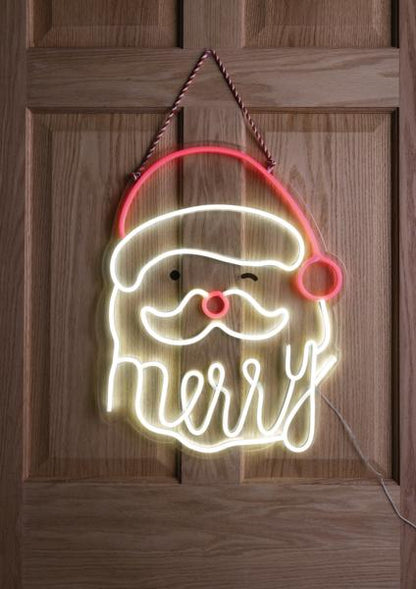 Mud Pie Neon Santa Door Hanger