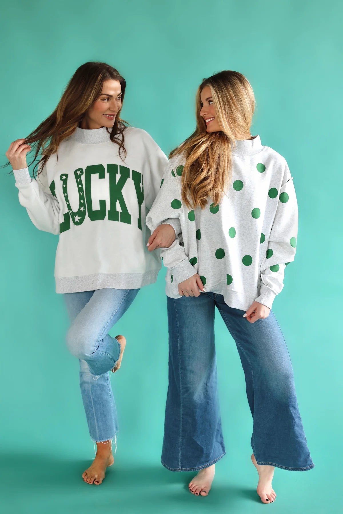 Poppy & Pine Lucky 2-Sided Mock Sweatshirt