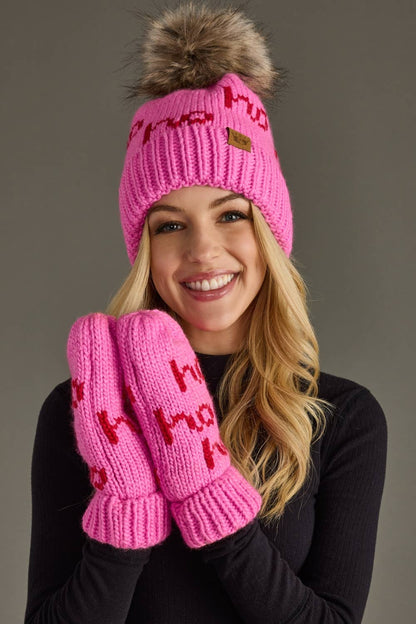 Pink & Red Ho Ho Ho Pom Hat