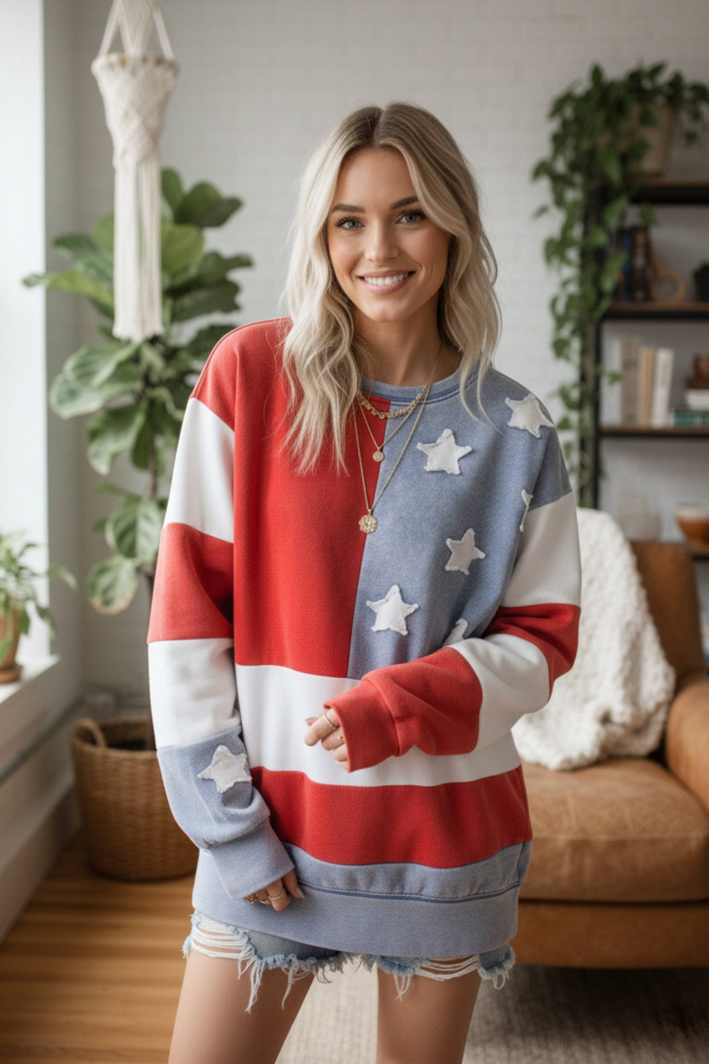 MIneral Washed American Flag Pullover