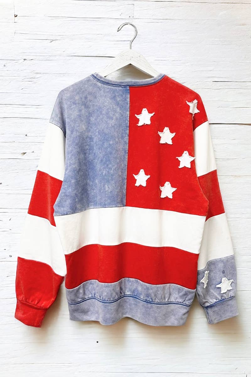 MIneral Washed American Flag Pullover