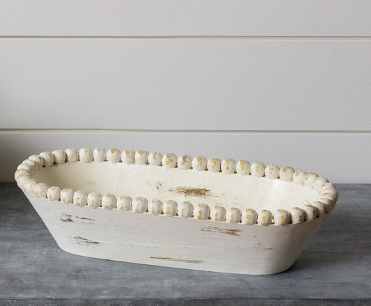 Beaded Mango Wood Oval Bowl, Sm (PC)