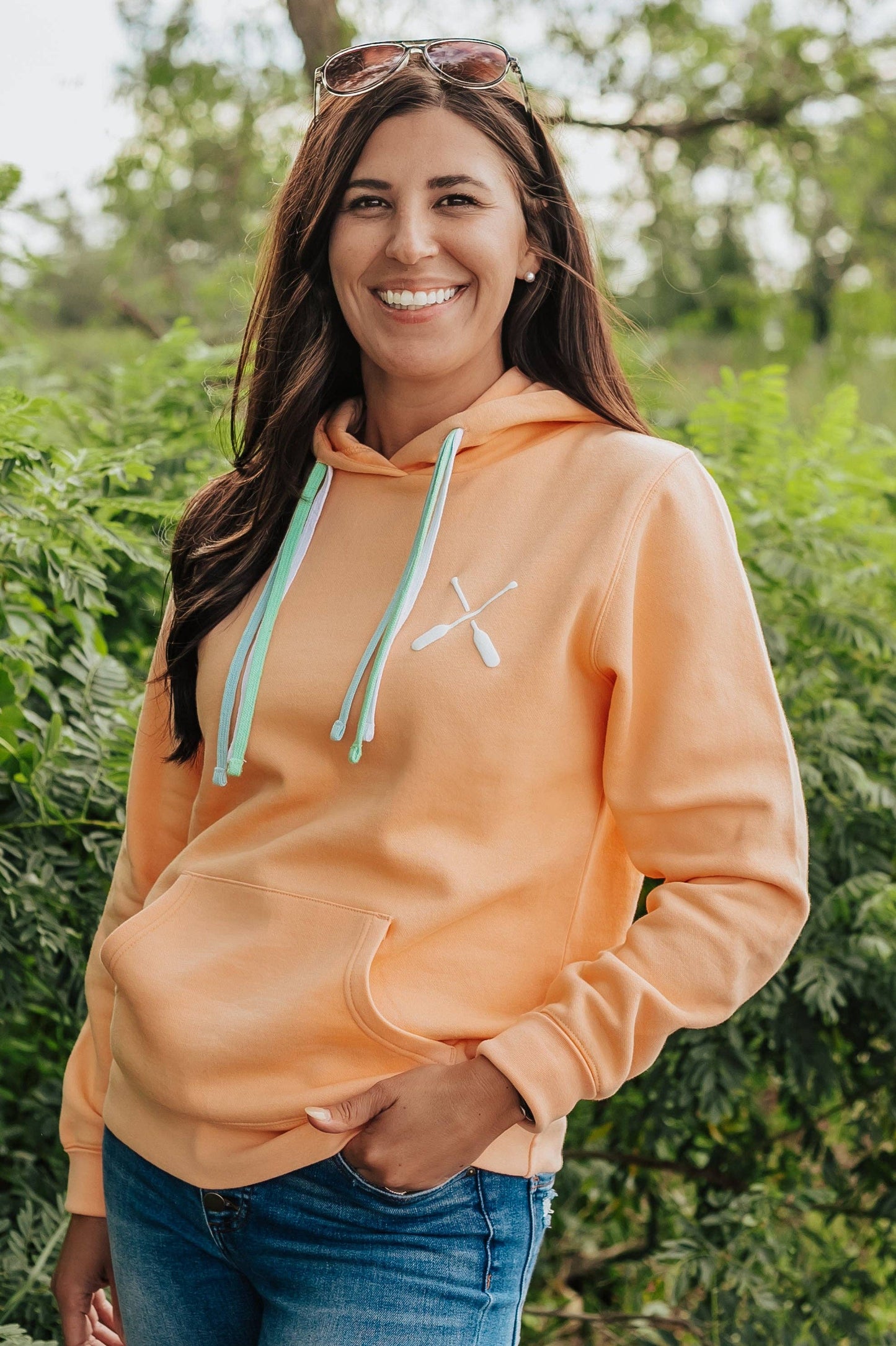 Multi Draw Cord Hoodie in Peach