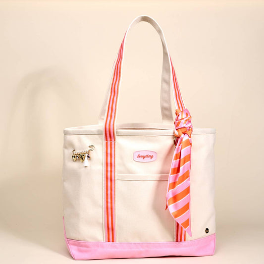 The Darling Canvas Tote Bag–Sicily Stripes Pink