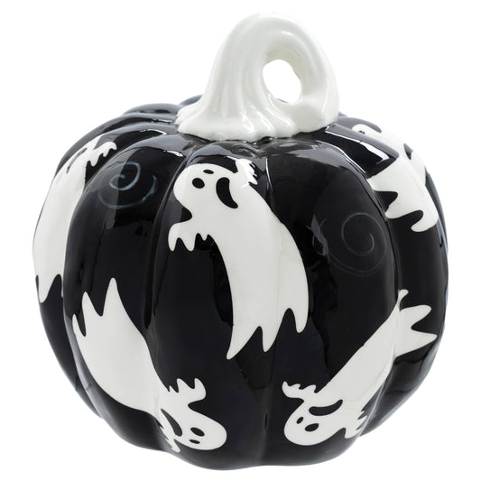 8.5" Ghost Ceramic Pumpkin Fall Autumn