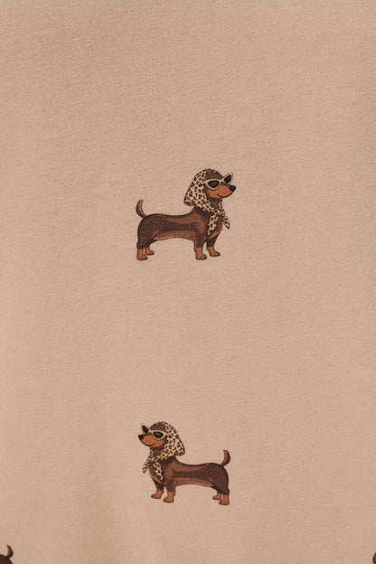 ROUND NECK LONG SLEEVE WEENIE ALL OVER PRINT SWEATSHIRT: MELANGE / L
