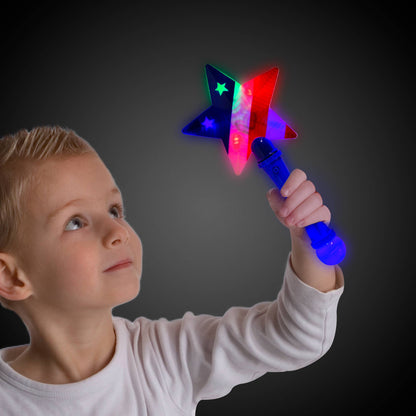 LED Patriotic Red, White & Blue Prism Wands 4th of July