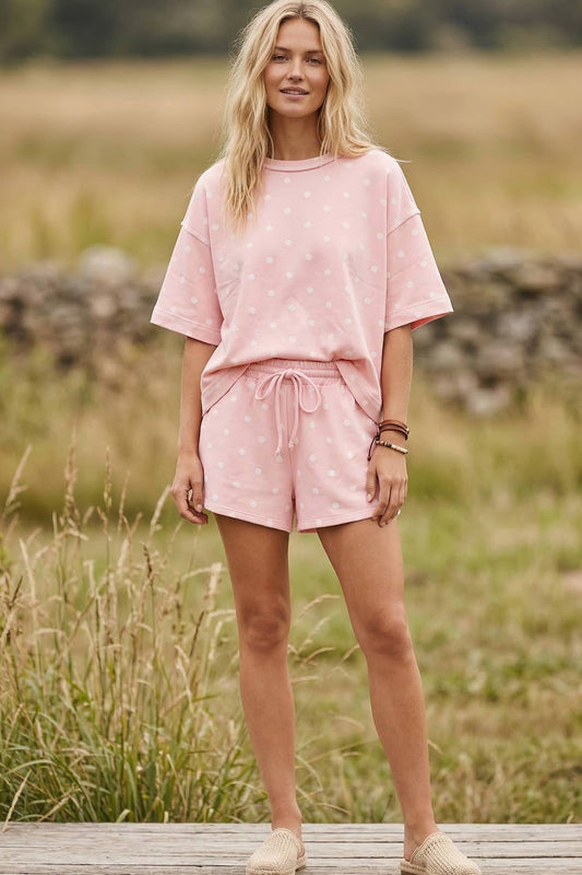 Polka Dot Heavy Scuba Top and Shorts Set