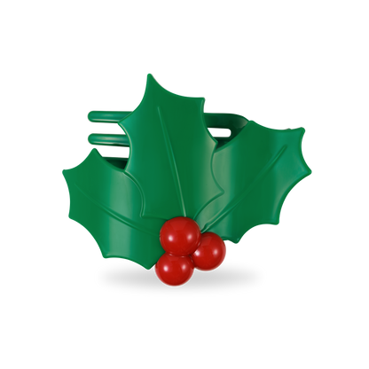 Flat Round Hair Clip | Medium | Holly Leaves