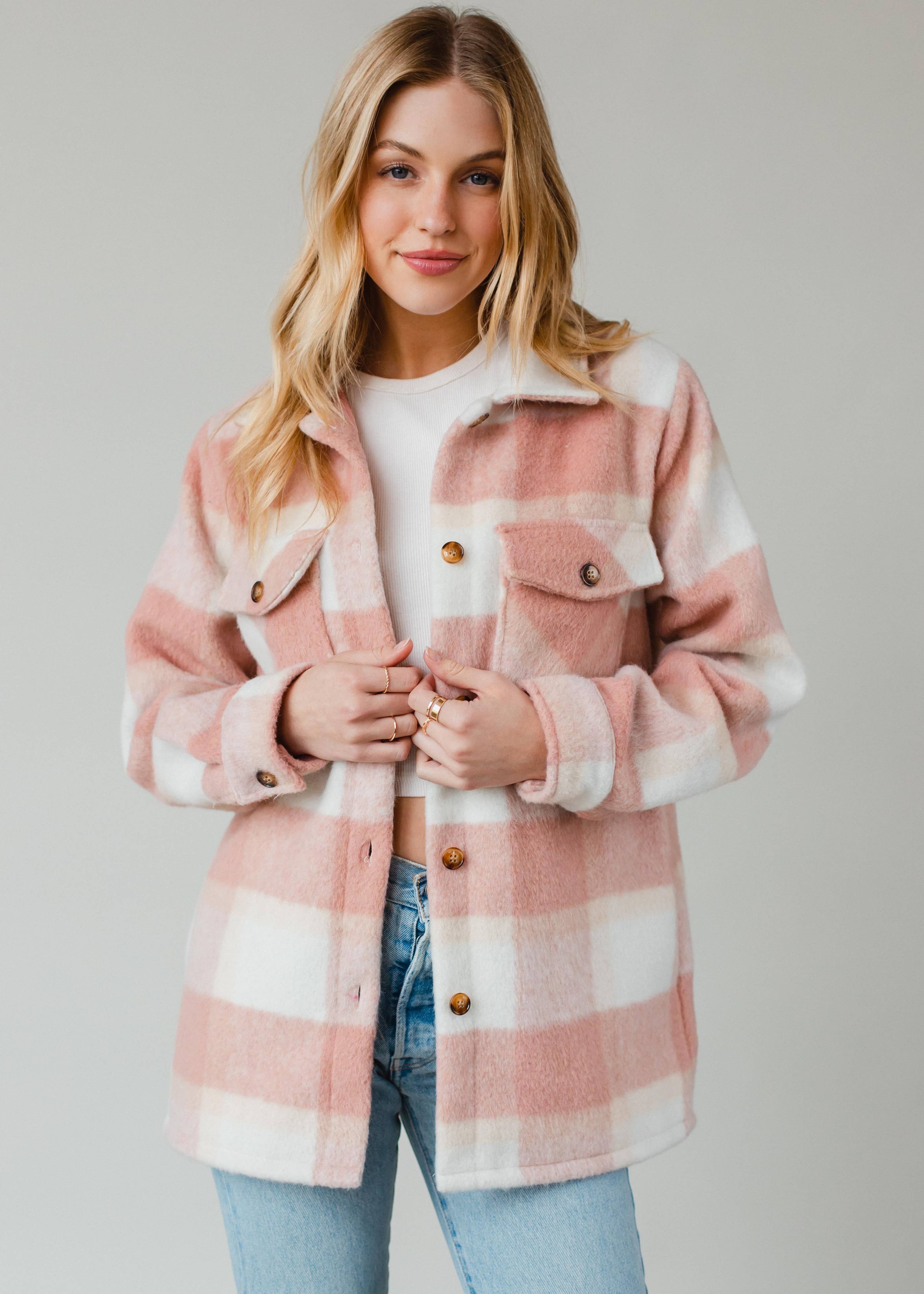 Pink, Tan & Cream Plaid Jacket – Style Lust Shop