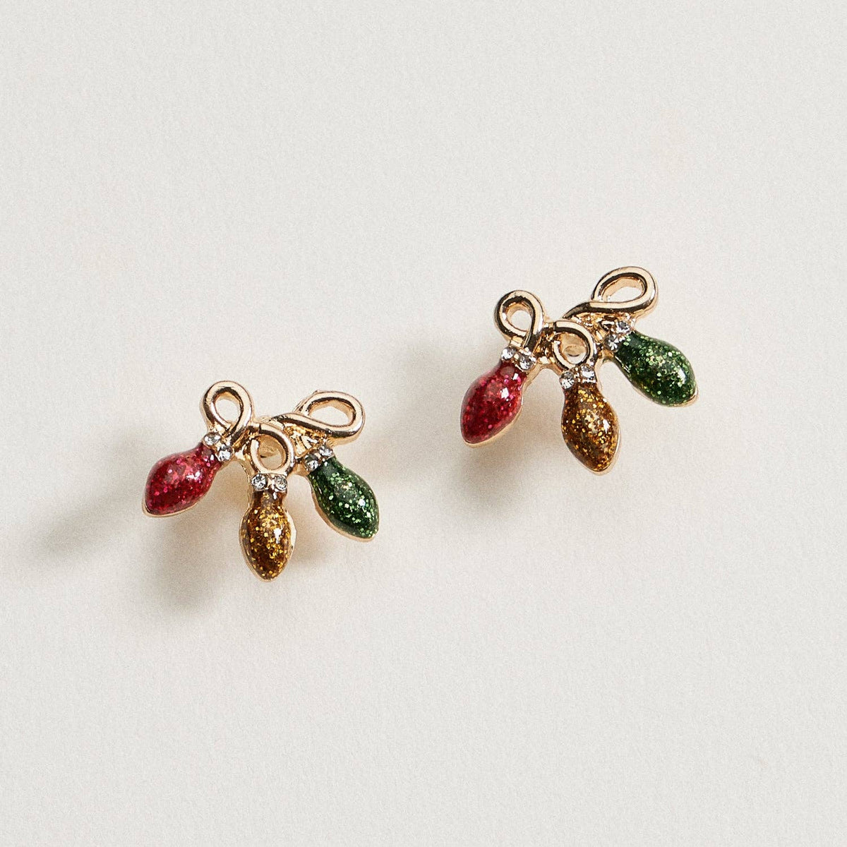 Glitter Christmas Light Stud Earrings: Multi / One / 4SE31078