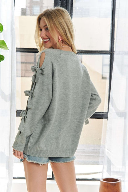 Adora Gray Sweater with Bows