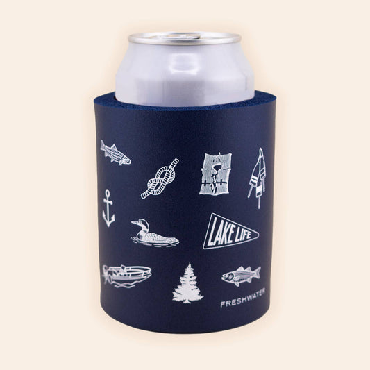Lake Day Icons Thick Foam Koozie