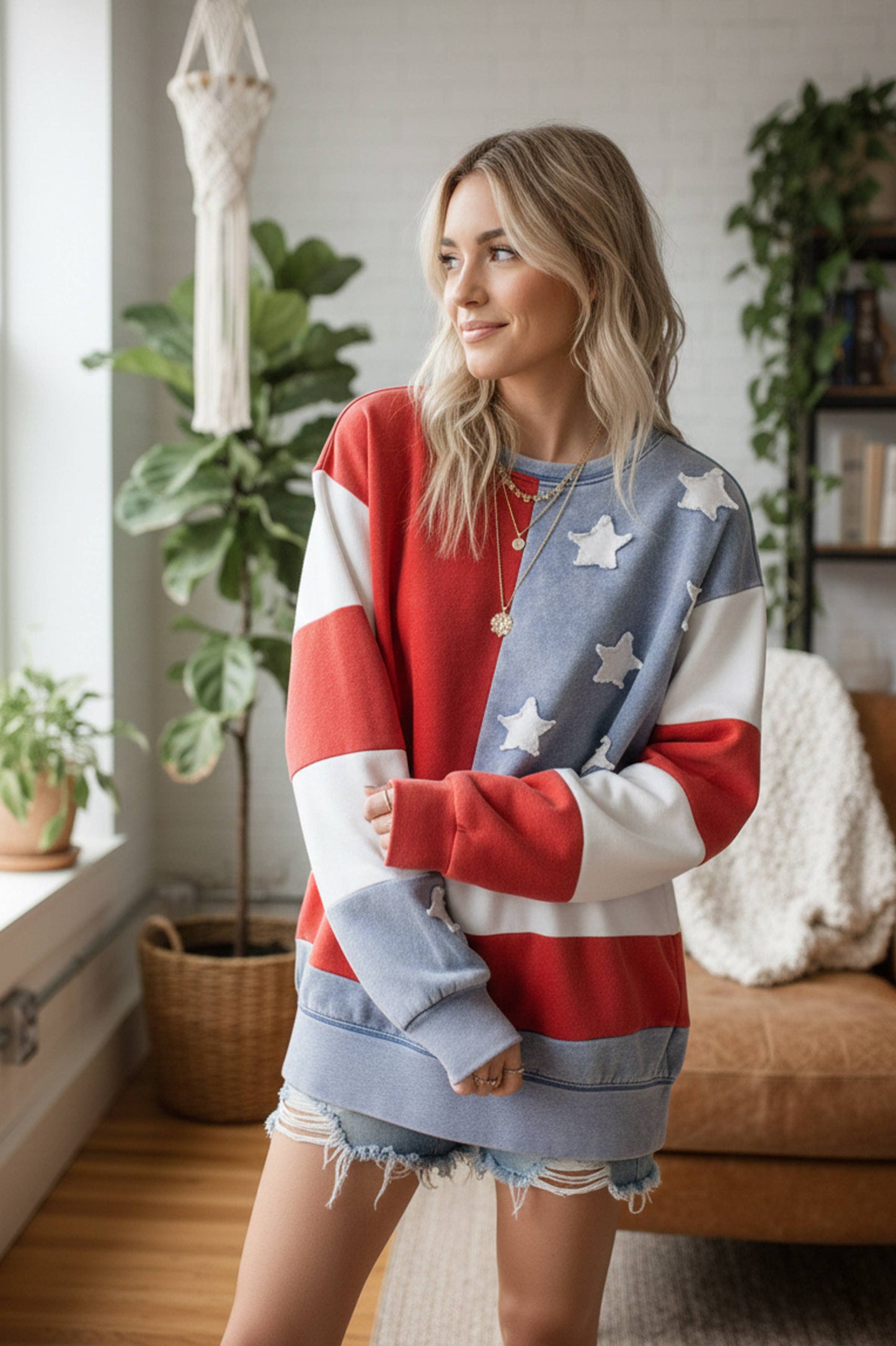 MIneral Washed American Flag Pullover