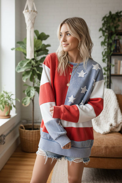 MIneral Washed American Flag Pullover