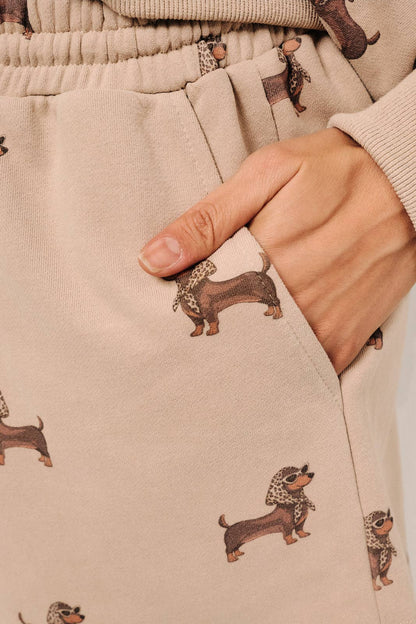 HIGH RISE WEENIE ALL OVER PRINT SWEATSHORT: MELANGE / S