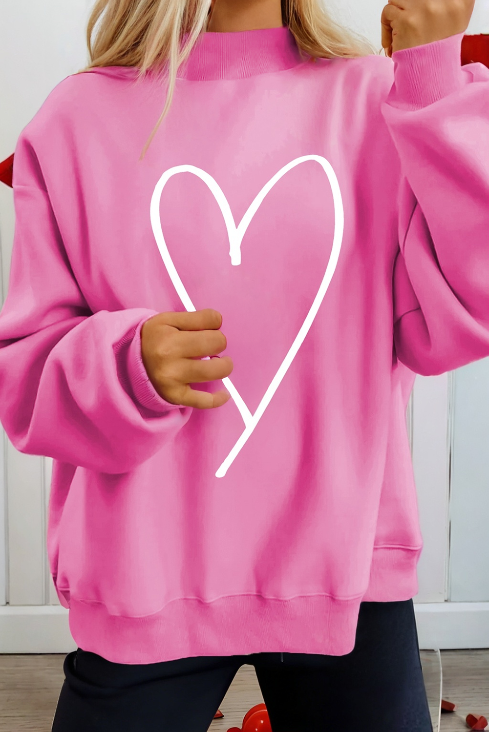 Lover Heart Reversible Mock Neck Sweatshirt