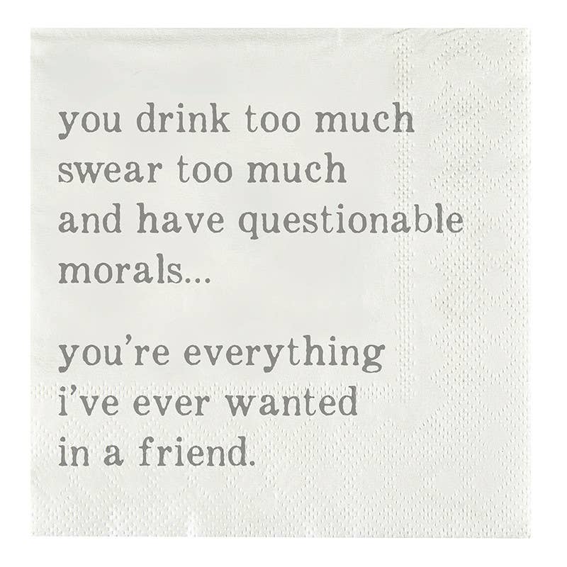 Face to Face Paper Cocktail Napkins - Questionable: 5" SQ