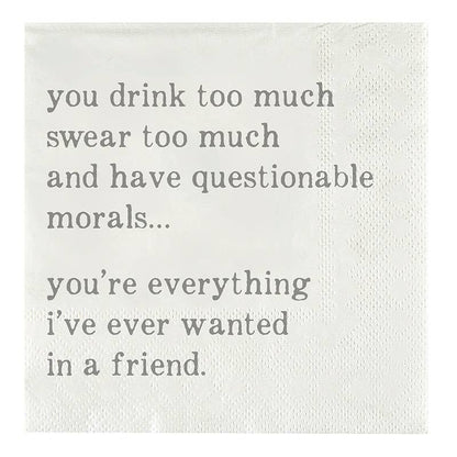 Face to Face Paper Cocktail Napkins - Questionable: 5" SQ