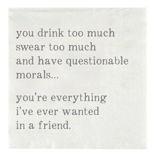 Face to Face Paper Cocktail Napkins - Questionable: 5" SQ