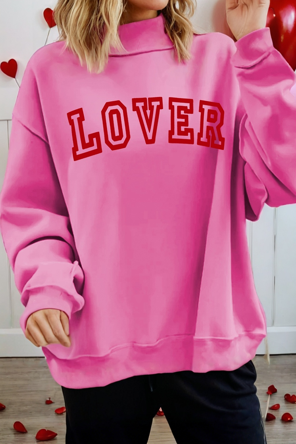 Lover Heart Reversible Mock Neck Sweatshirt
