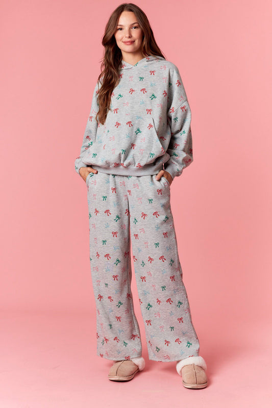 Bow Printed Terry Sweatpants
