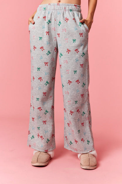 Bow Printed Terry Sweatpants