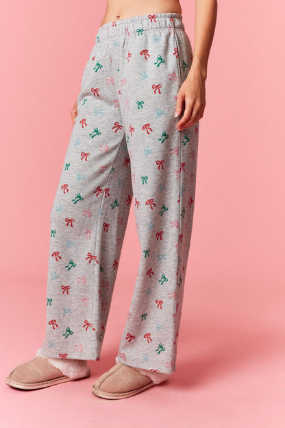 Bow Printed Terry Sweatpants