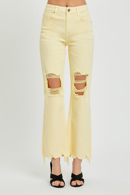 Risen High-Rise Straight Jeans - Pale Yellow