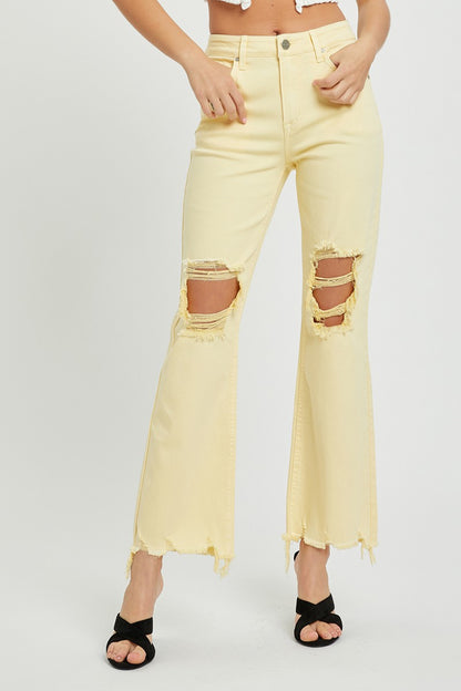 Risen High-Rise Straight Jeans - Pale Yellow