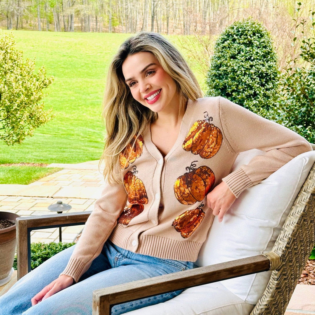 Simply Southern Pumpkin Sequin Cardigan