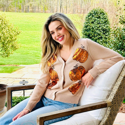 Simply Southern Pumpkin Sequin Cardigan