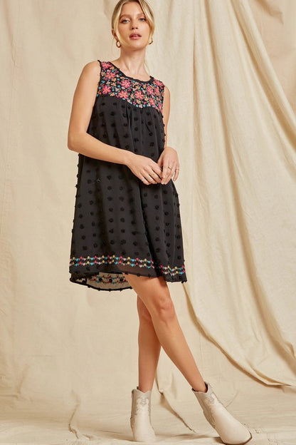 Embroidered Baby Doll Dress