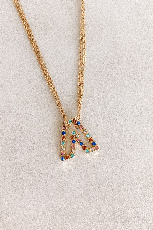 Rhinestone letter clearance necklace